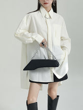 Irregular Clipping Roomy Split-Side Pure Color Lapel Shirts Tops